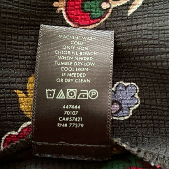 Ann Taylor Black Ruffle Long Sleeve Floral Print Blouse, M - Picture 9 of 11